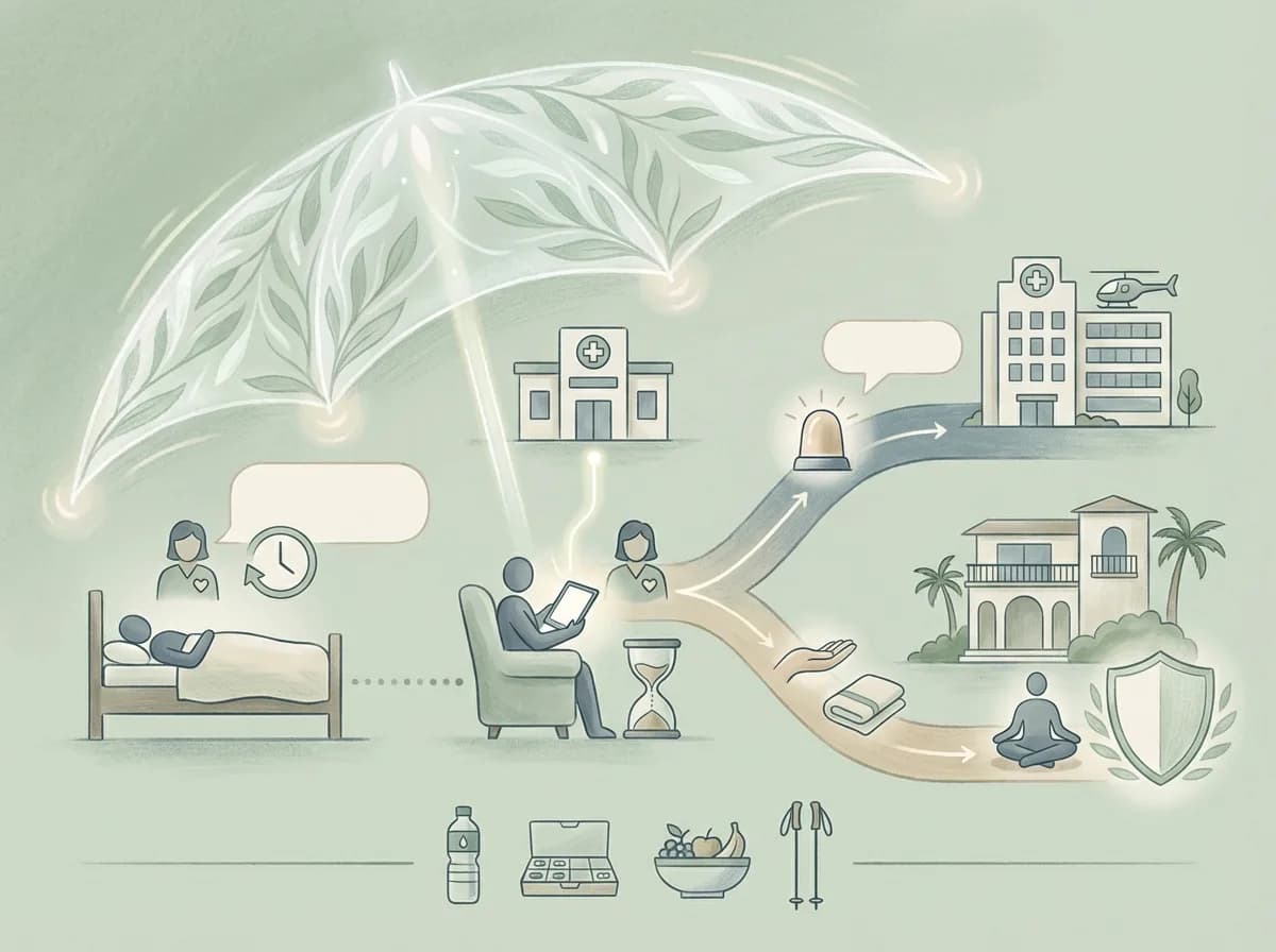 Editorial illustration of post-operative support workflow and response commitments