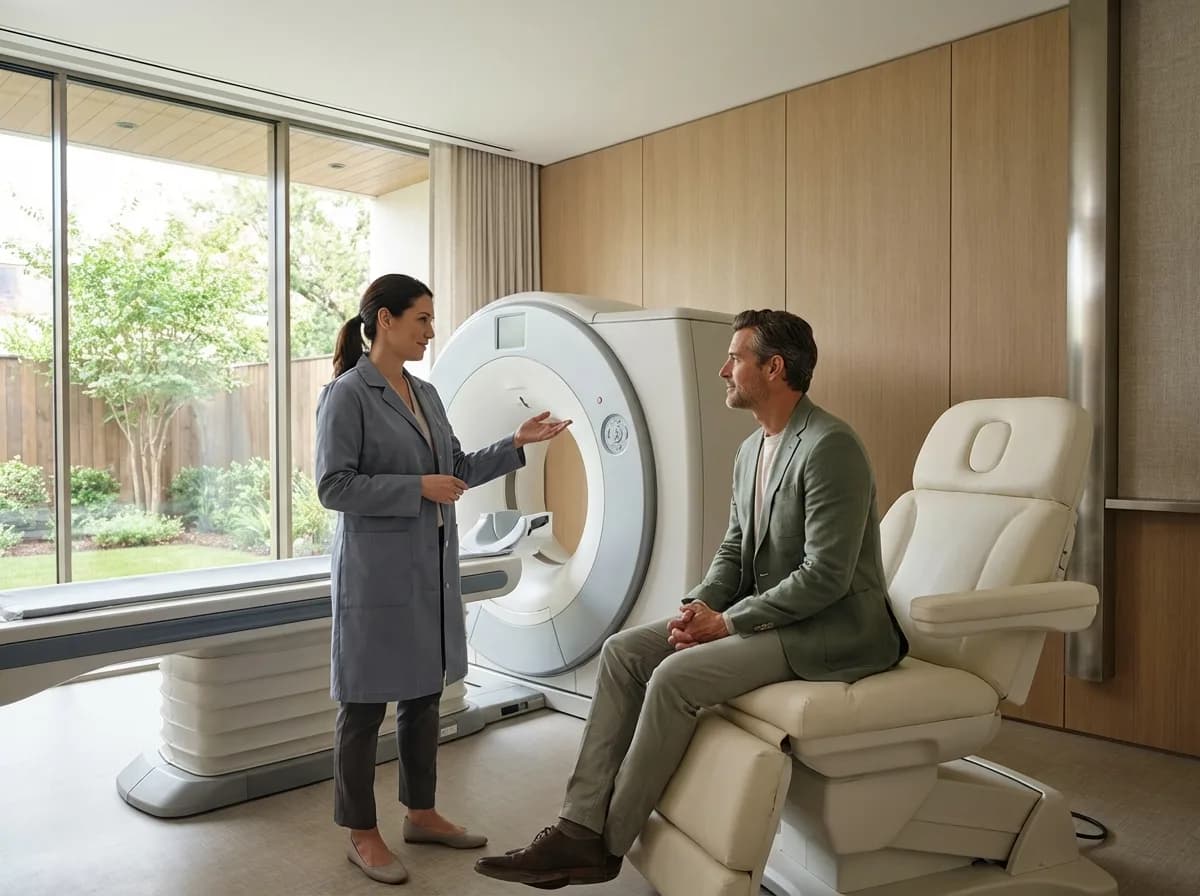 Photorealistic scene of executive health checkup planning